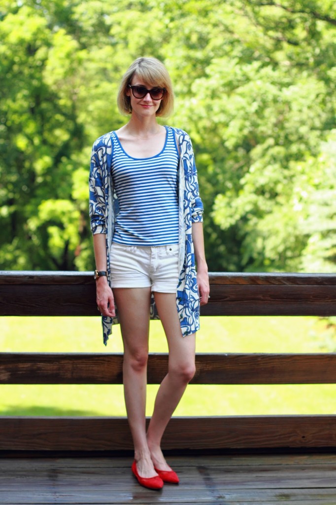 red, white, and blue outfit
