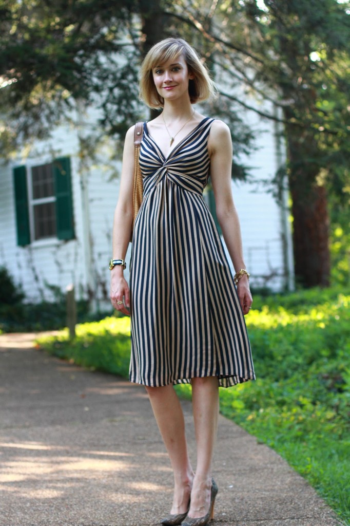 Ted Baker striped dress and Proenza Schouler heels
