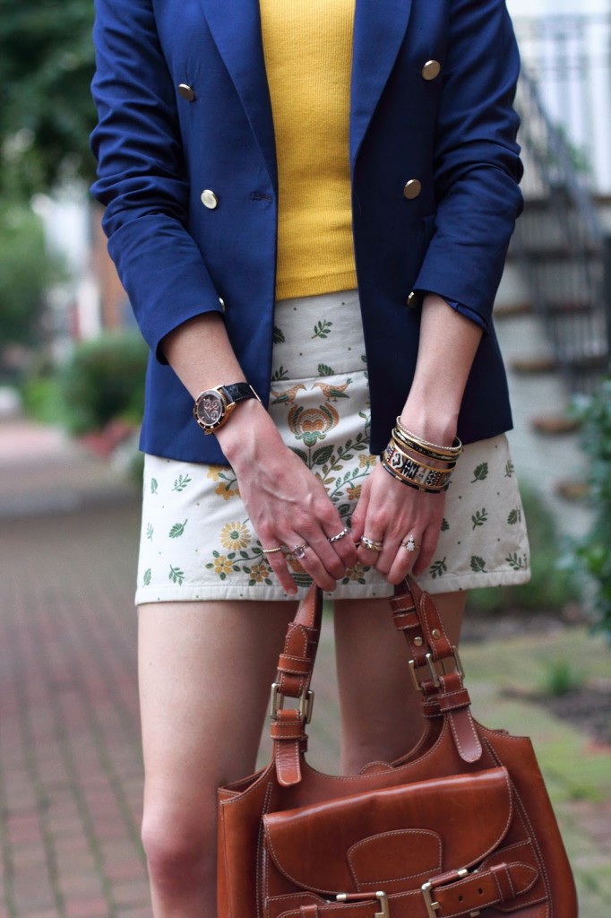 Alice + Olivia embroidered skirt and vintage and nOir rings