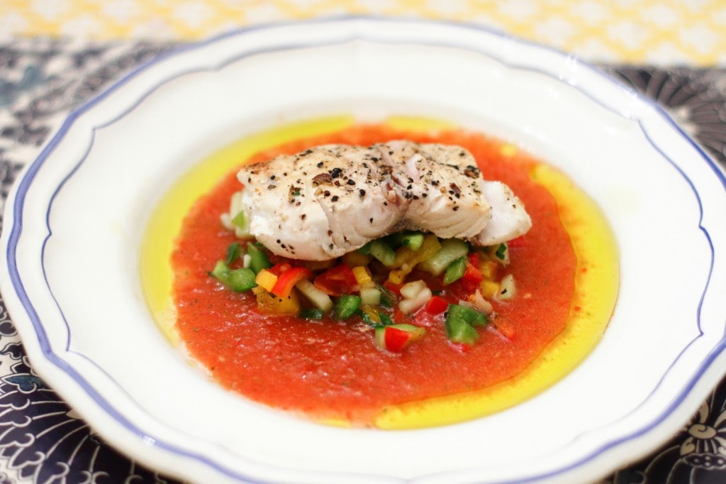 District of Chic Sunday Dinner: Striped Bass with Gazpacho Sauce