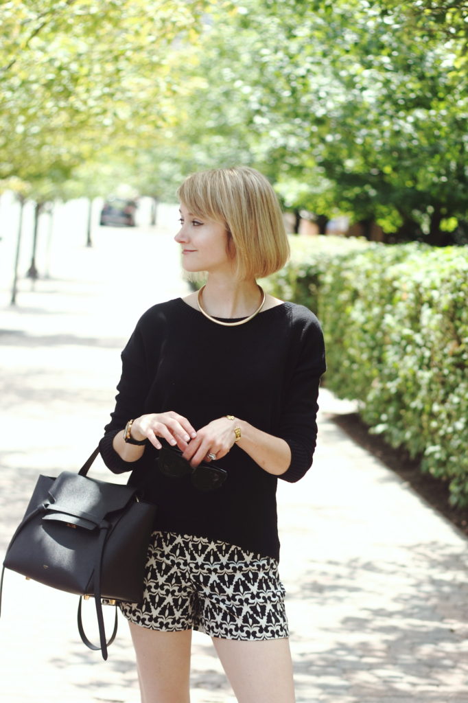 Express laceup sweater and Celine bag