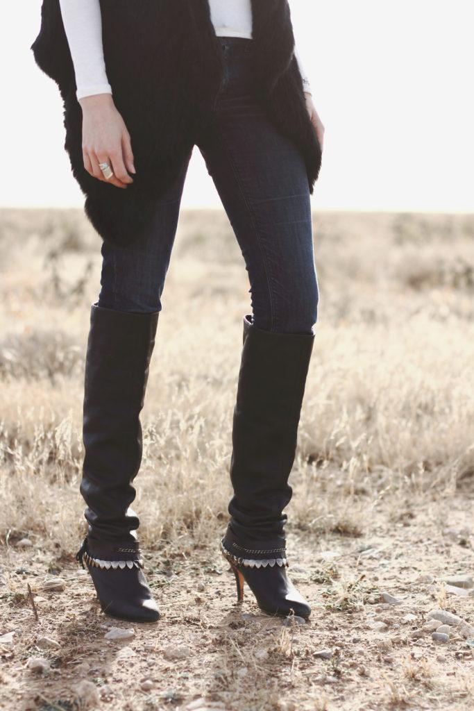 denim and over the knee boots