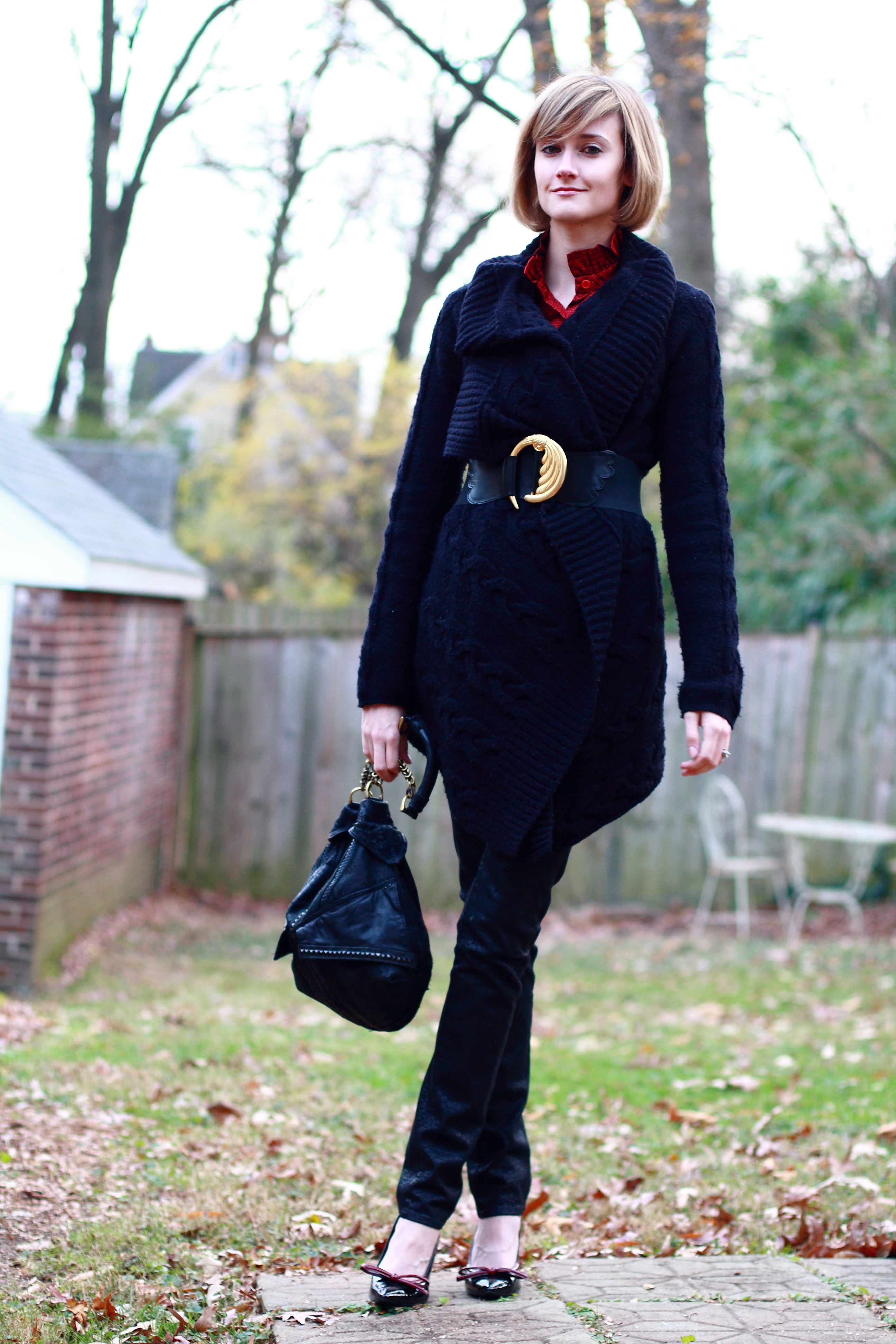 belted oversized sweater holiday look