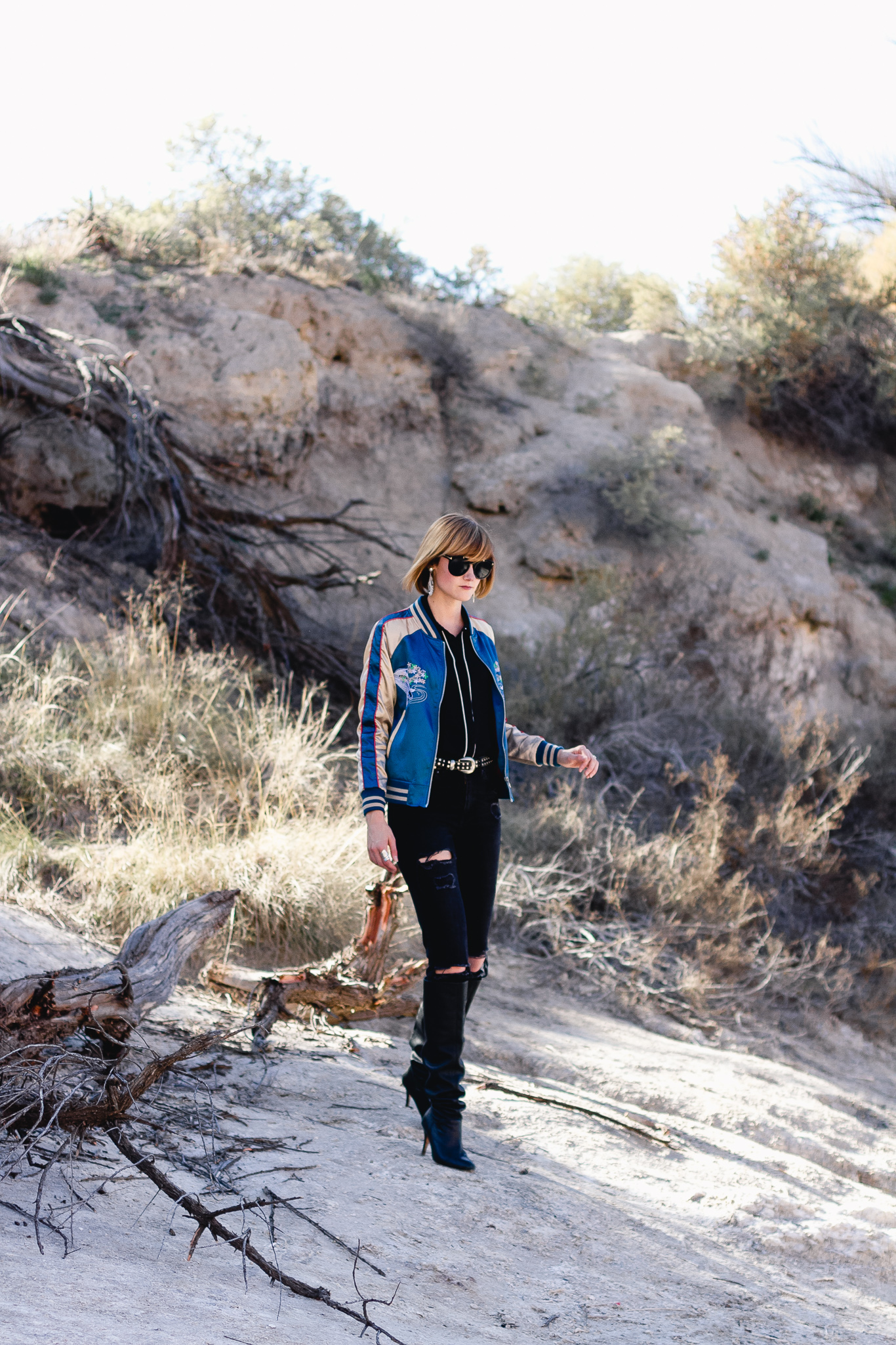 western-inspired outfit in Bottomless Lakes, New Mexico