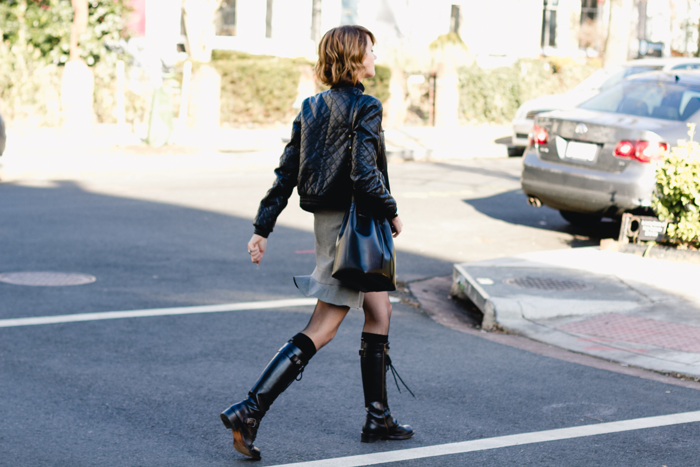 Zara plaid skirt and DKNY combat boots