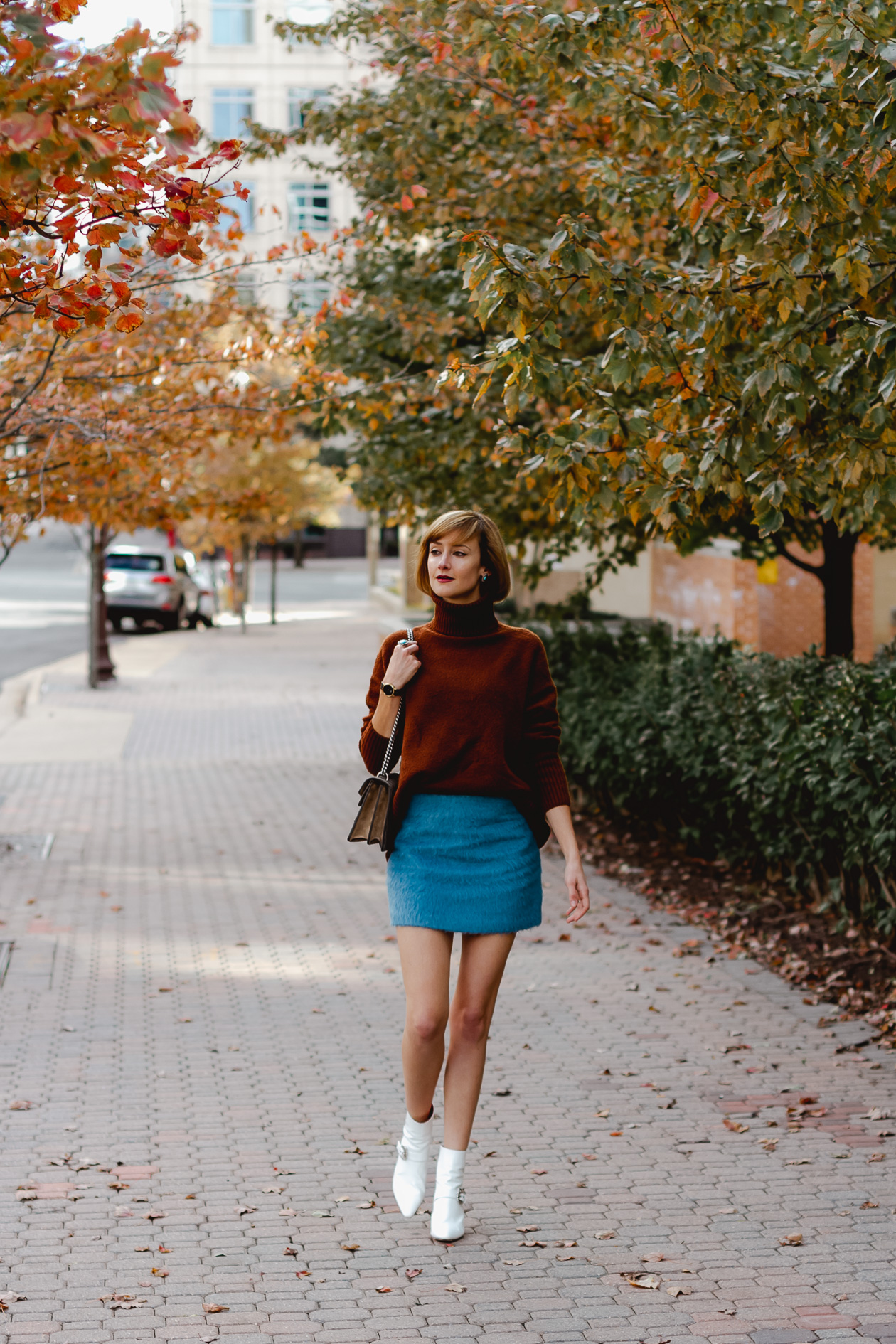 & Other Stories sweater and mini skirt