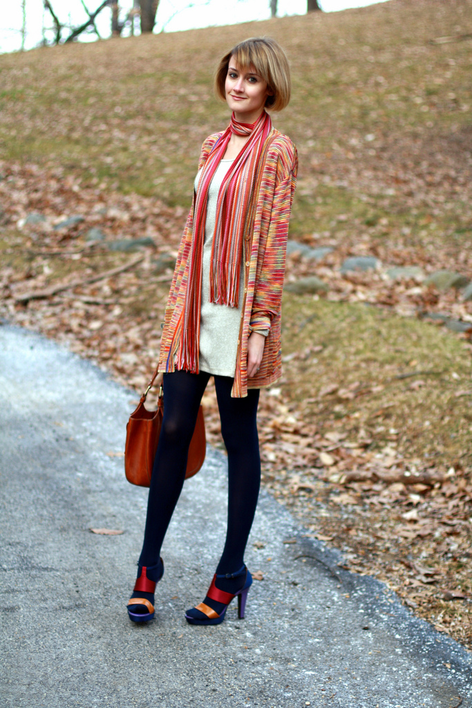 Missoni cardigan and Bally bag