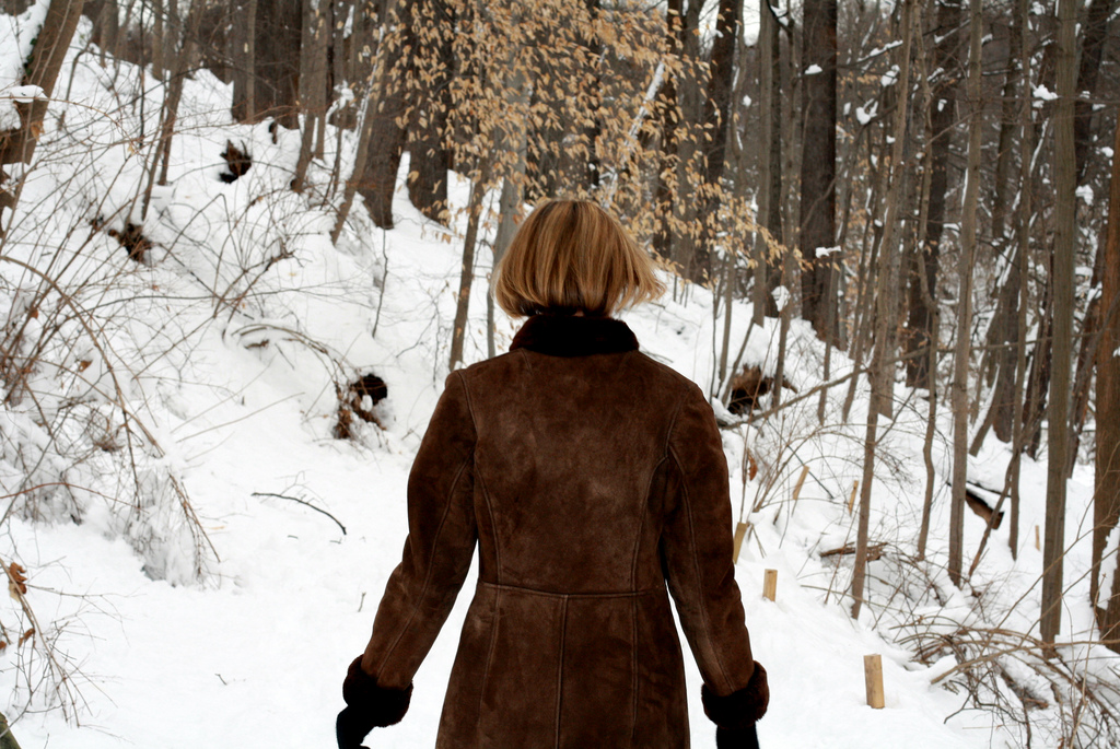 vintage shearling coat and LL Bean duck boots