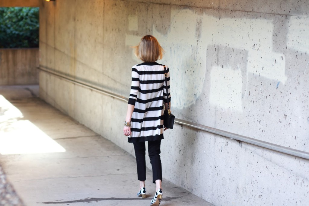 black and white outfit with Nicholas Kirkwood heels