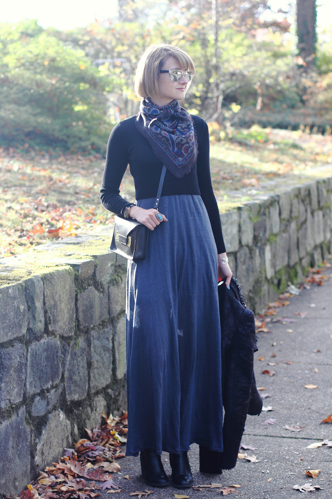 Maxi dress + cropped sweater