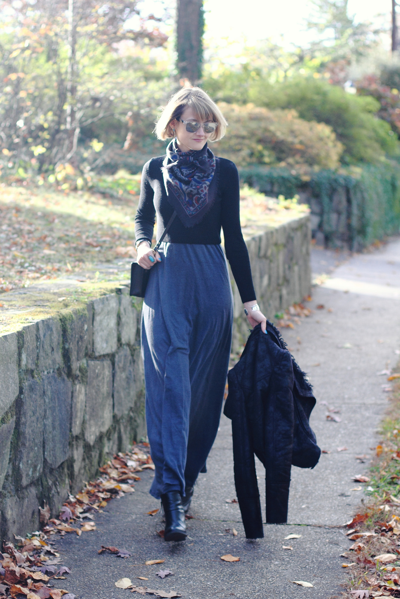 Maxi dress + cropped sweater