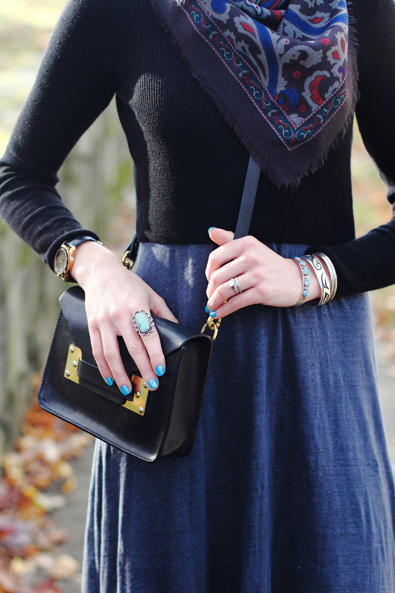 Maxi dress + cropped sweater