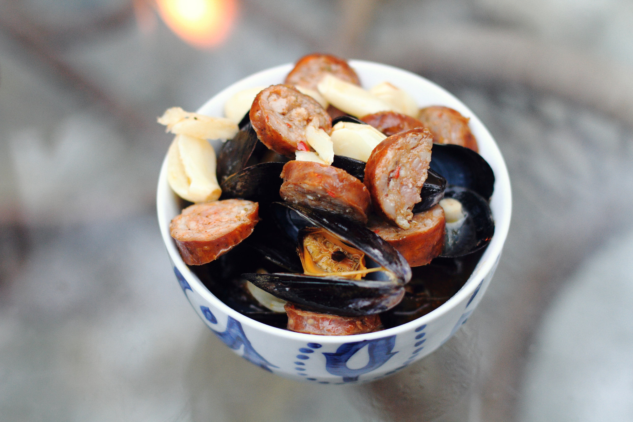  Beer and Andouille Sausage Grilled Mussels