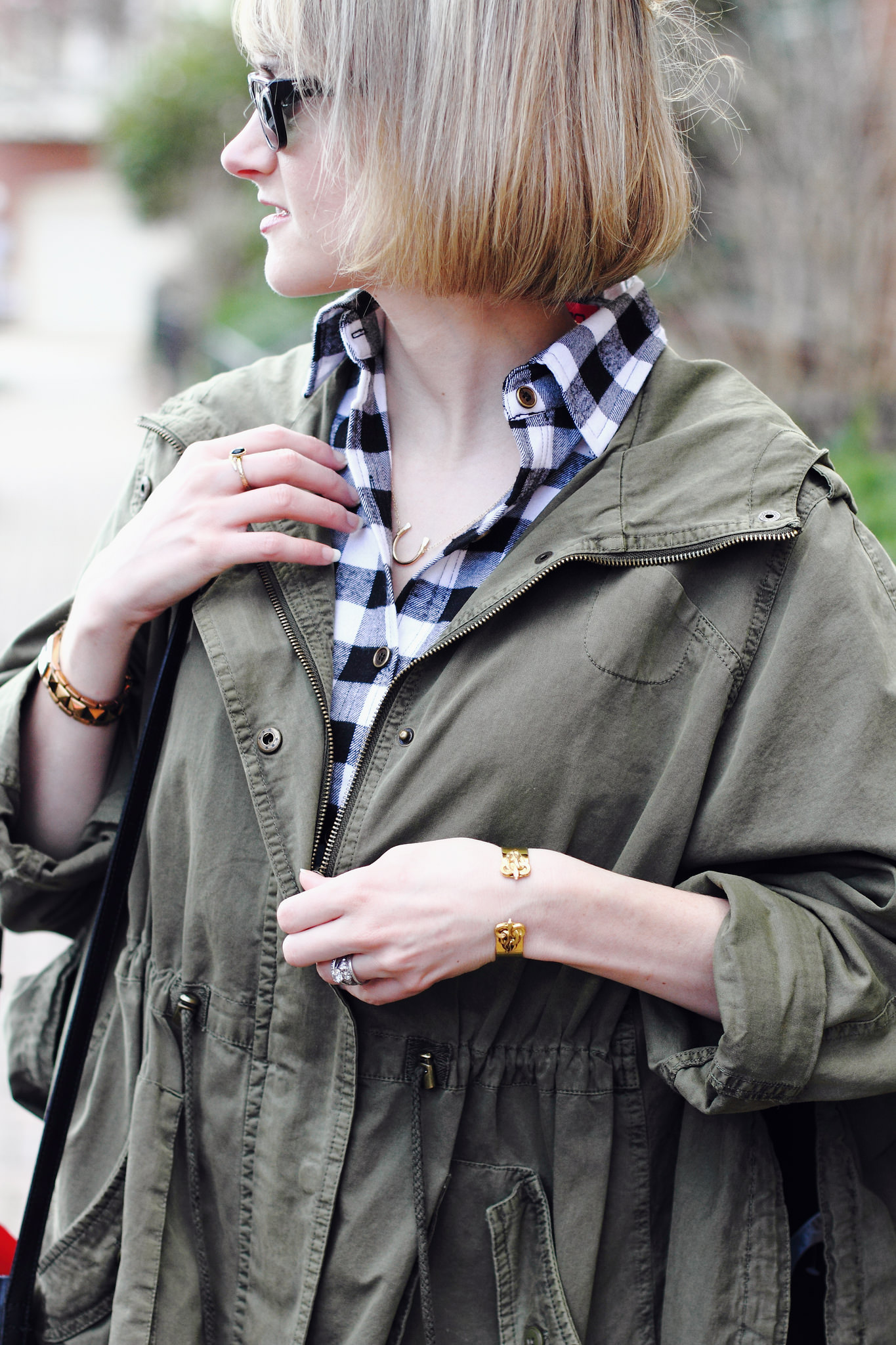 buffalo plaid and Topshop anorak