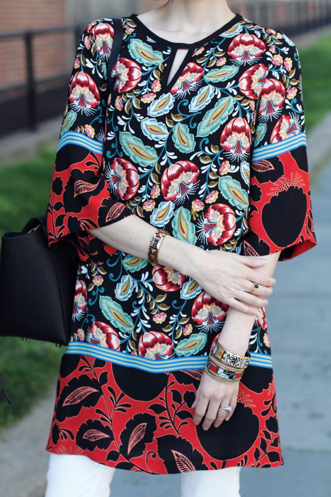 print tunic and cropped denim