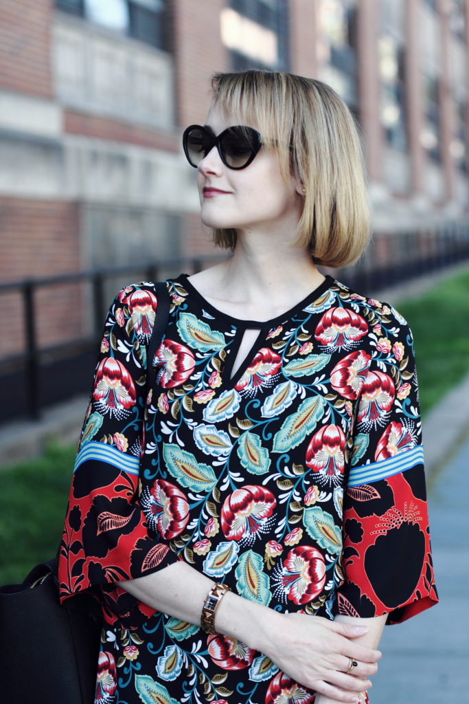 print tunic and cropped denim