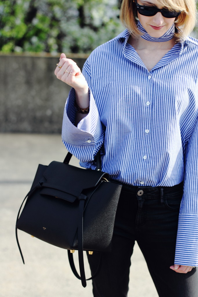 oversized sleeve shirt and Celine belt bag