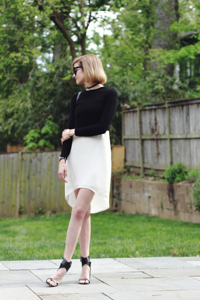 slip dress and cropped sweater