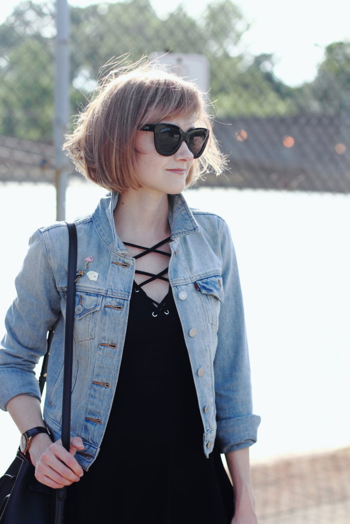 denim jacket and vintage pins