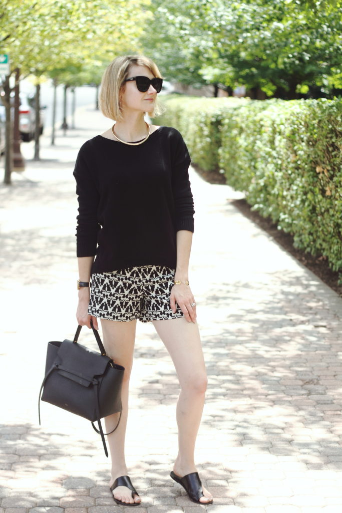 Express sweater and geo print shorts