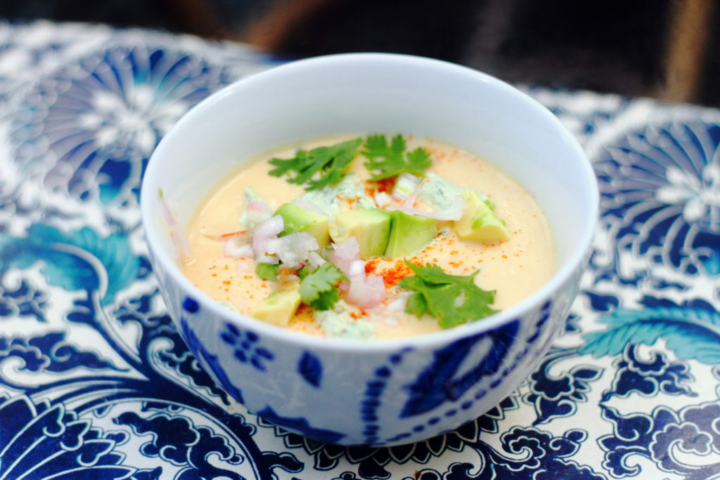 Esquites and Yellow Tomato Gazpacho