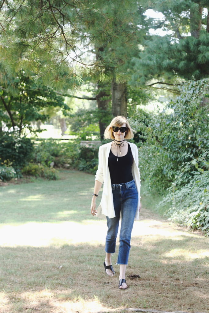 Loft cardigan, cropped Topshop denim & ATP Atelier sandals