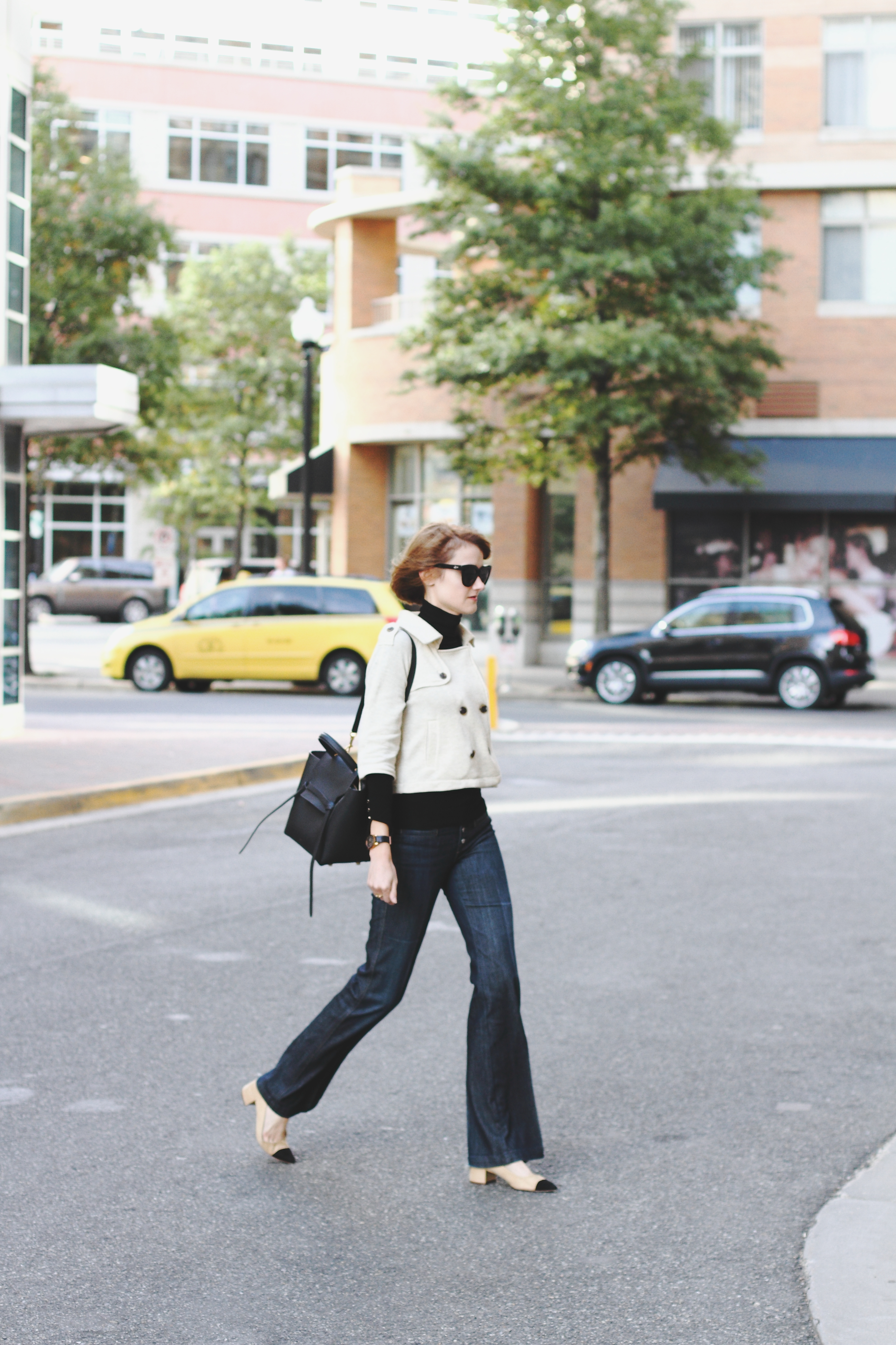 cropped trench and tailored denim