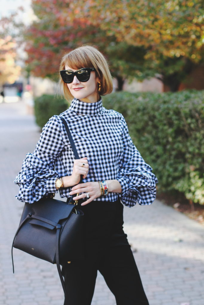 Shein oversized sleeve top and Celine belt bag