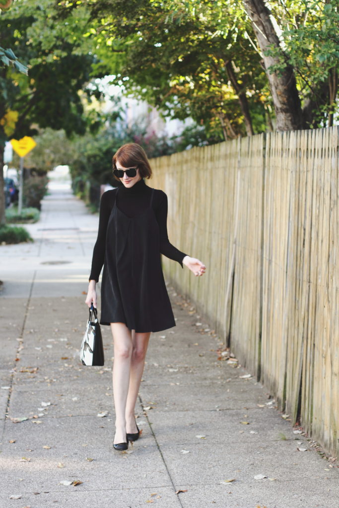 turtleneck and layered slipdress