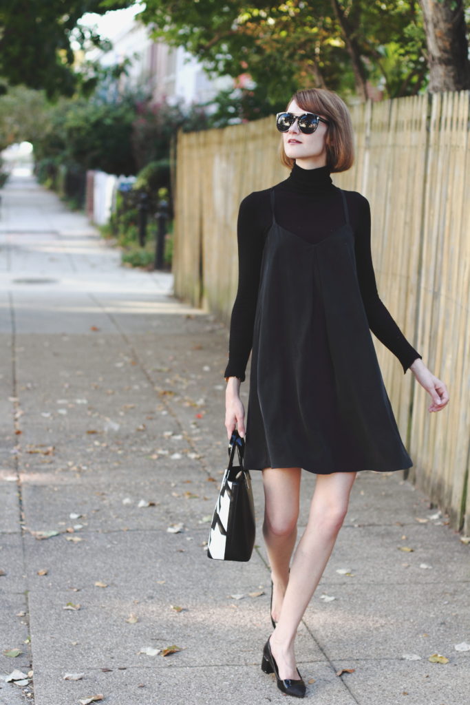 turtleneck and layered slipdress