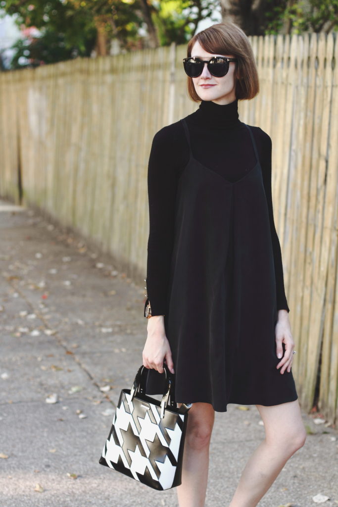 turtleneck with layered slipdress 