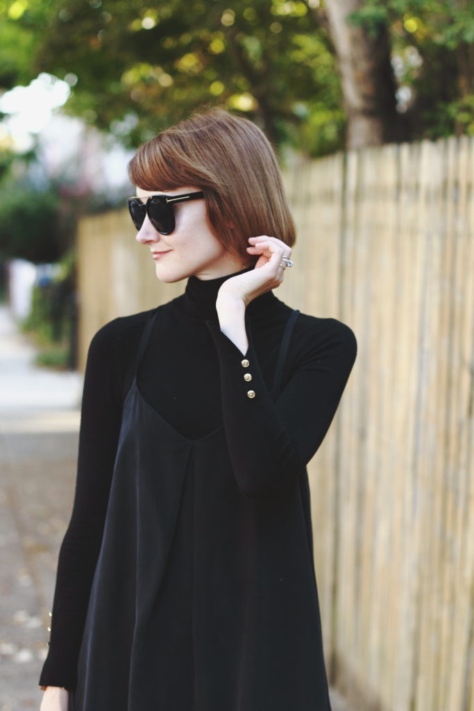 turtleneck with layered slipdress