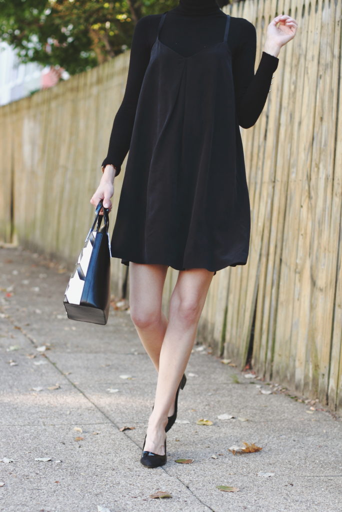 turtleneck with layered slipdress