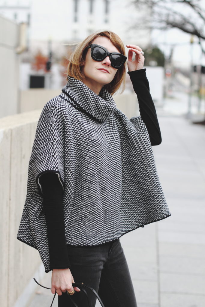 WoolOvers poncho and DL1961 denim