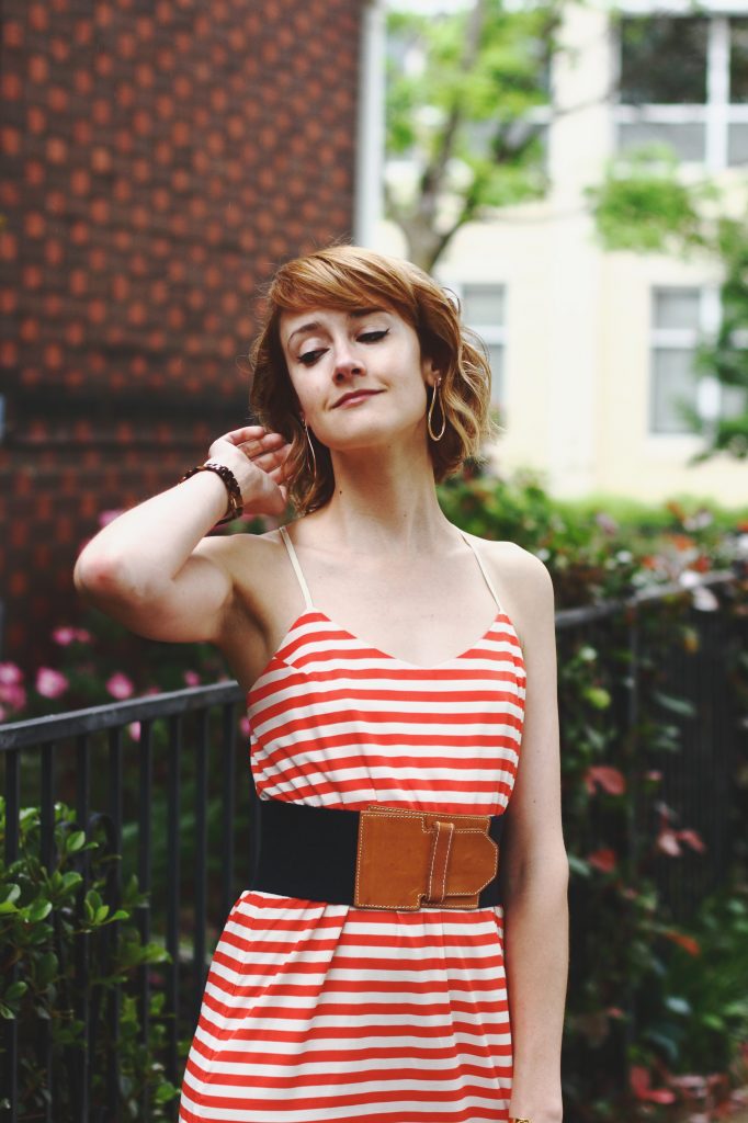 Current Boutique striped dress and vintage belt