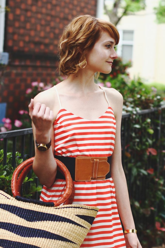 Current Boutique striped dress and vintage belt