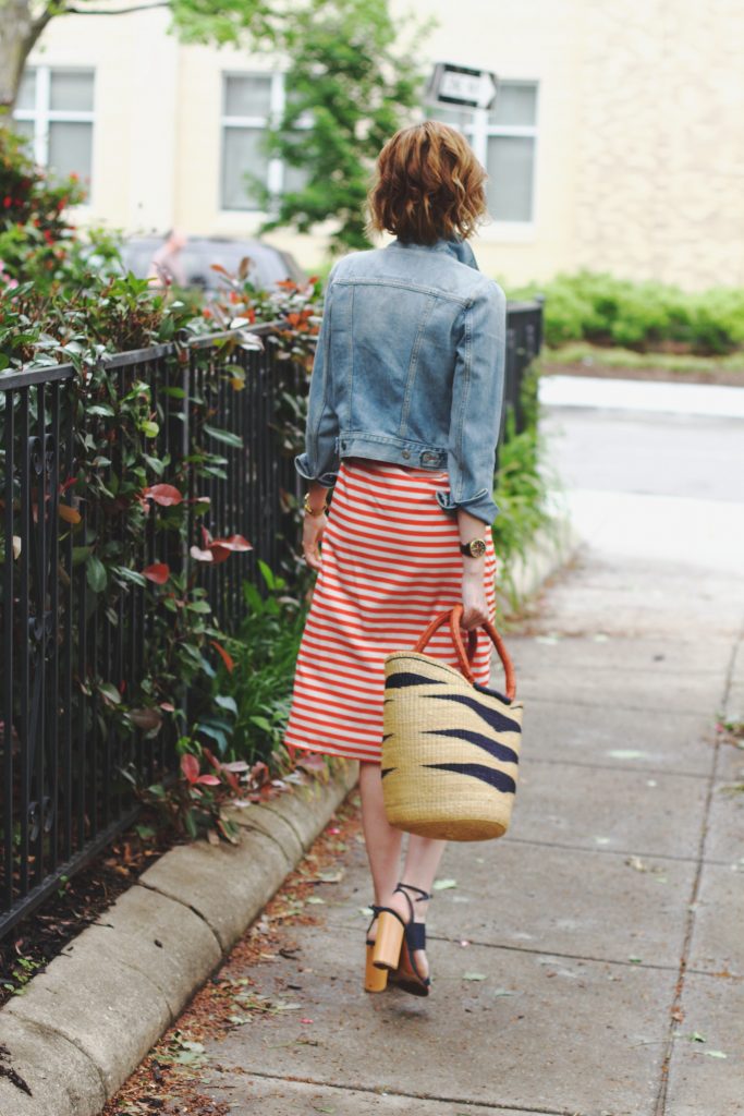 Levi's jacket and Current Boutique dress