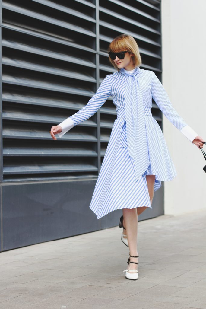 Genuine People shirt dress and two-tone mary janes