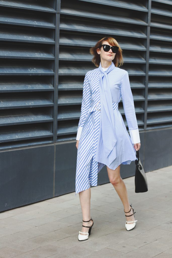 Genuine People shirt dress and two-tone mary janes