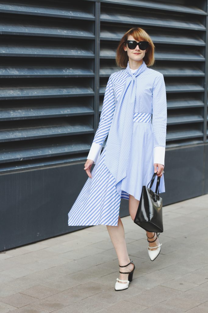 Genuine People shirt dress and two-tone mary janes