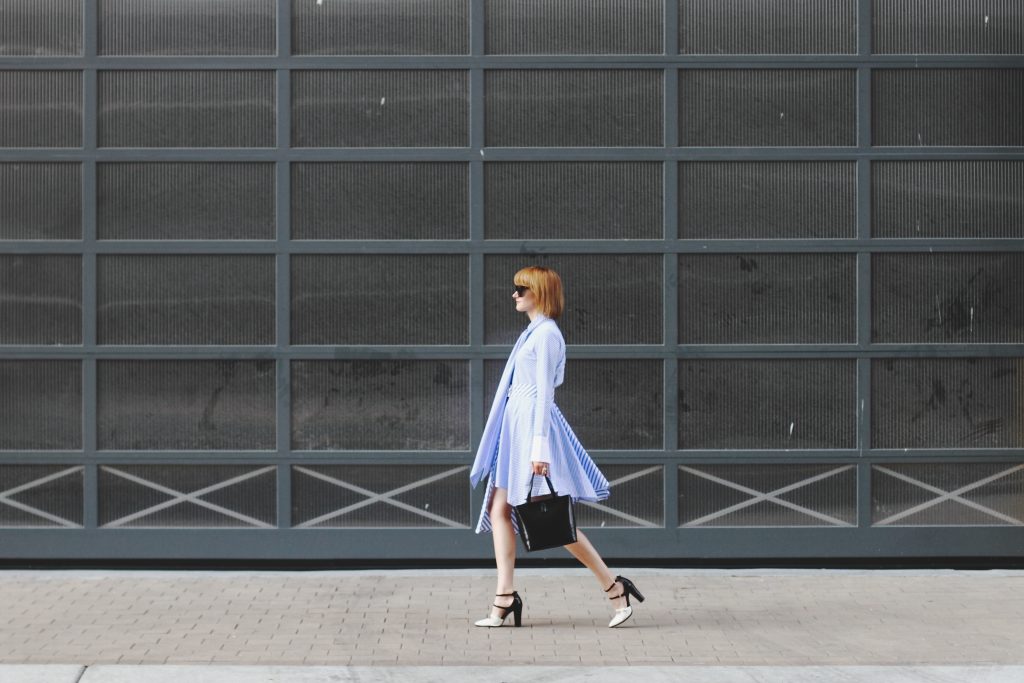 Genuine People shirt dress and two-tone mary janes