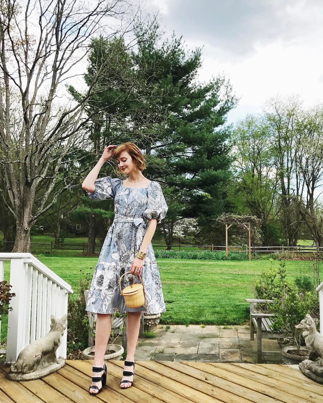 Zara pinstripe dress and Tabitha Simmons sandals