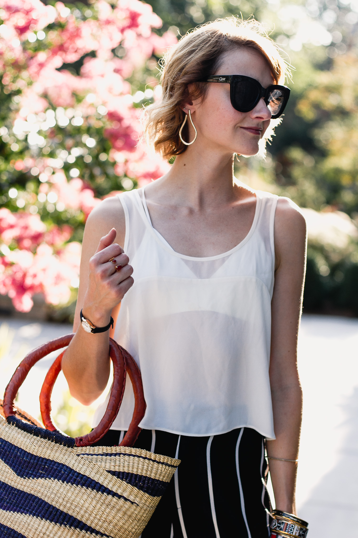 sheer crop top and cross strap bralette