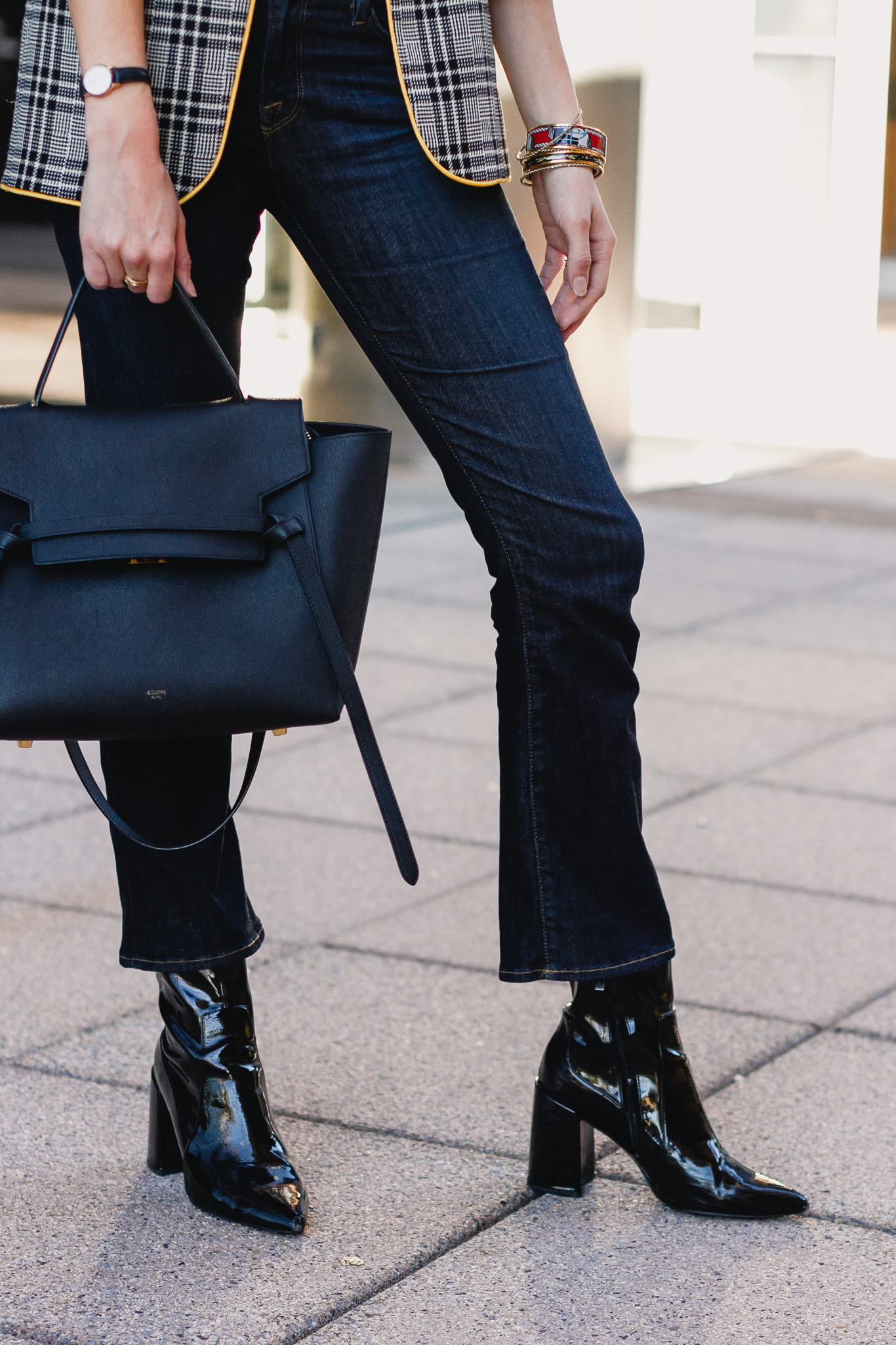 Frame jeans, Mango boots, Celine bag