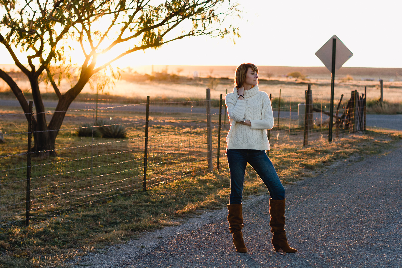 cropped cableknit, Topshop jeans, Jeffrey Campbell slouchy boots