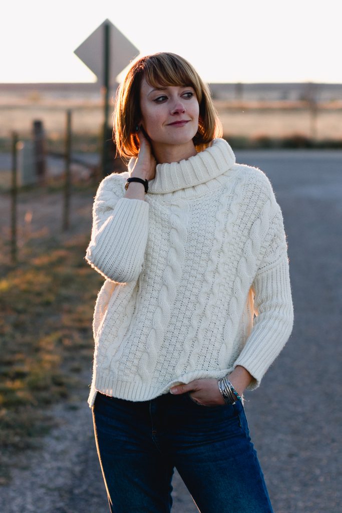 cable knit and slouchy boots, southwesternstyle District of Chic