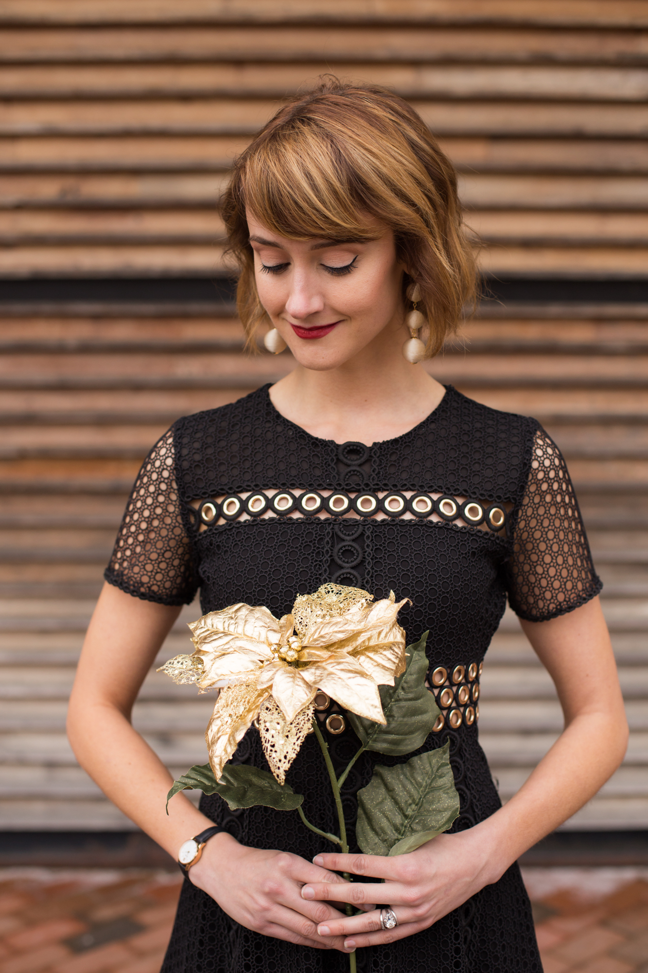 Maje dress and Bauble Bar earrings