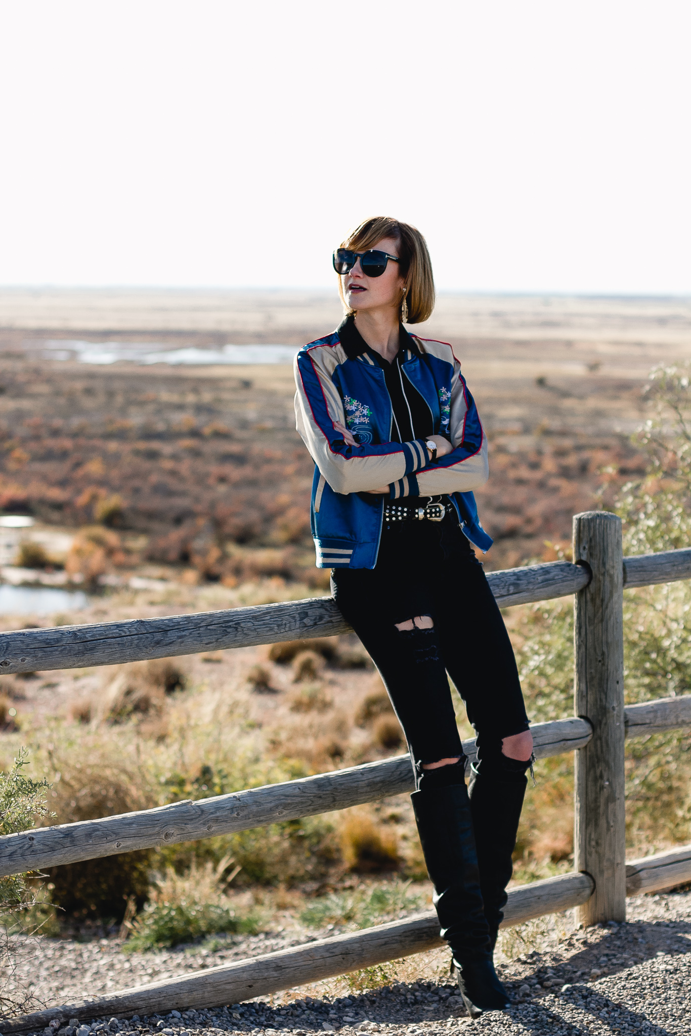 western-inspired outfit in Bottomless Lakes, New Mexico