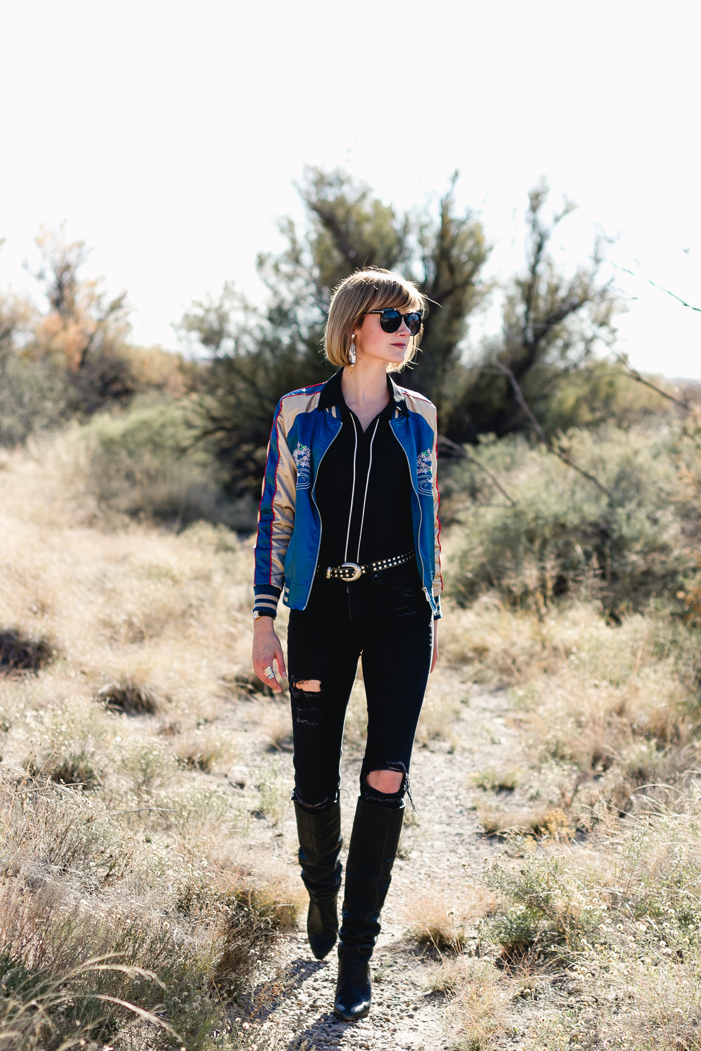 western-inspired outfit in Bottomless Lakes, New Mexico