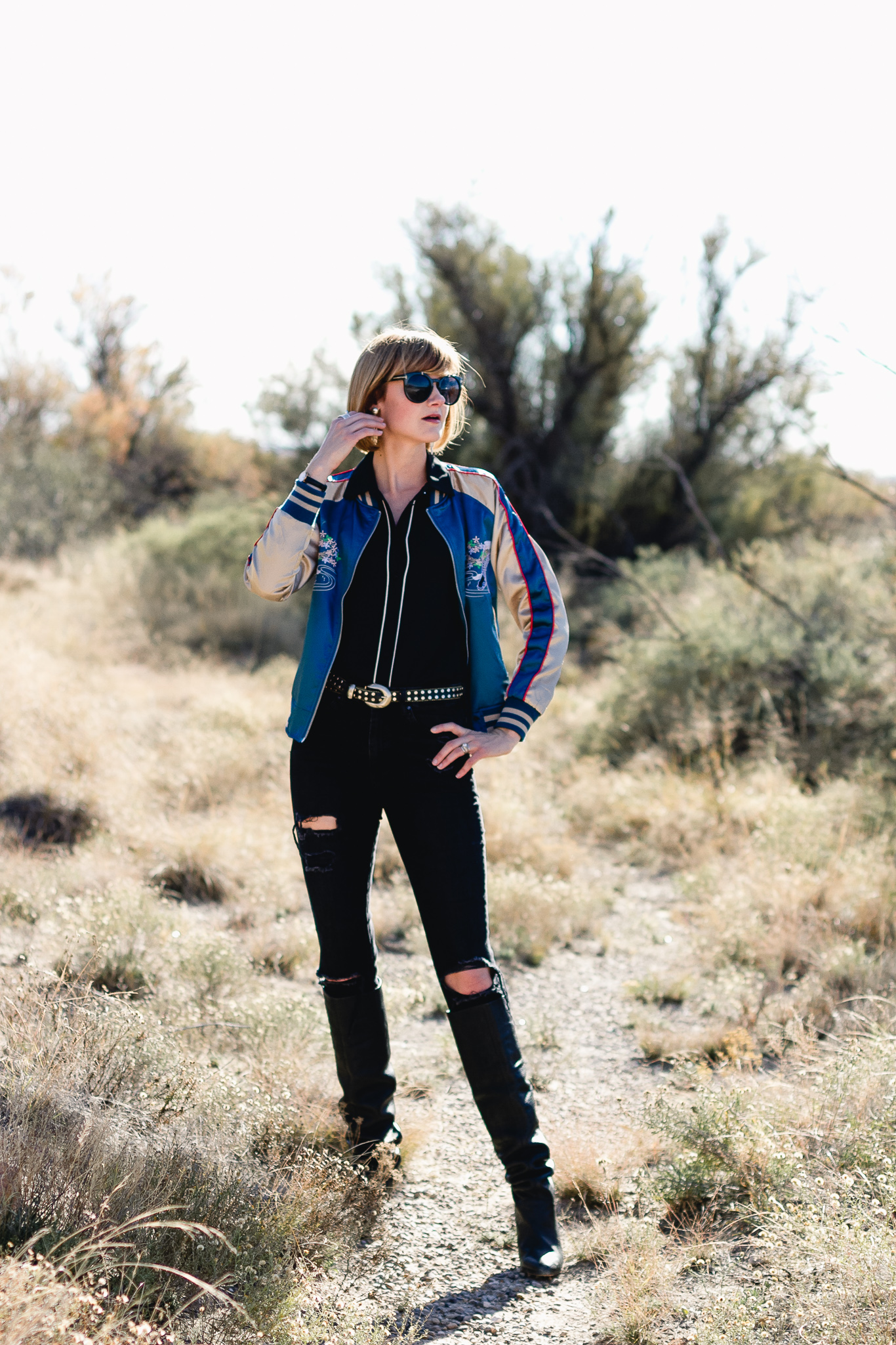 western-inspired outfit in Bottomless Lakes, New Mexico